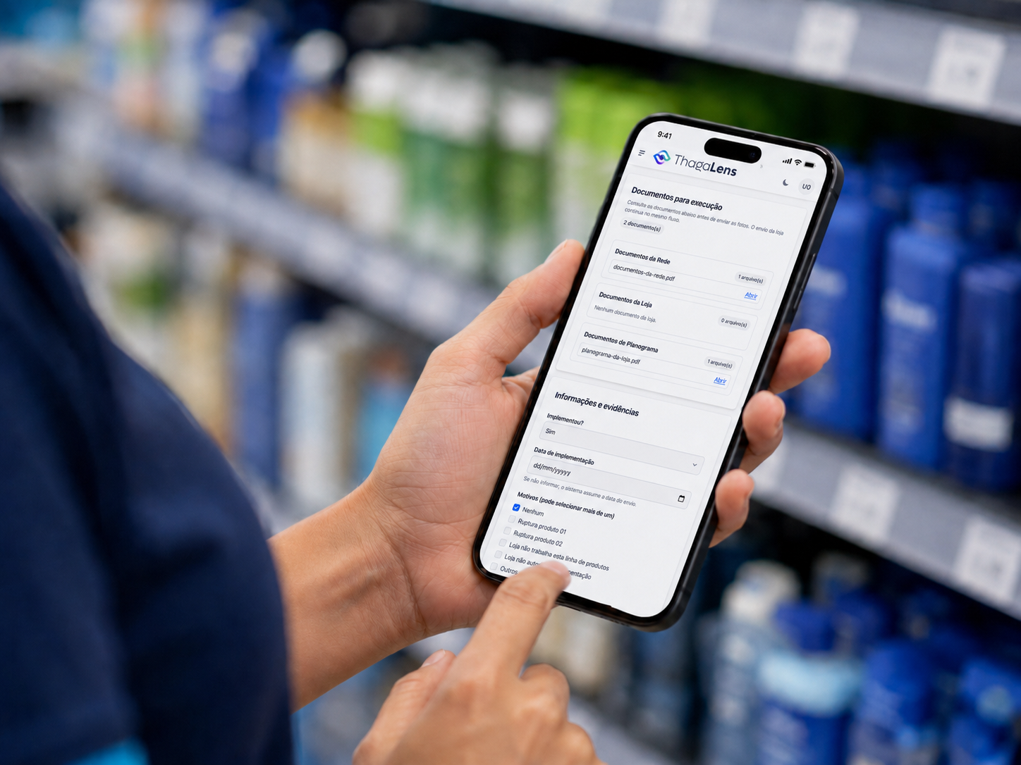 Registro de evidência de planograma em campo pelo celular
